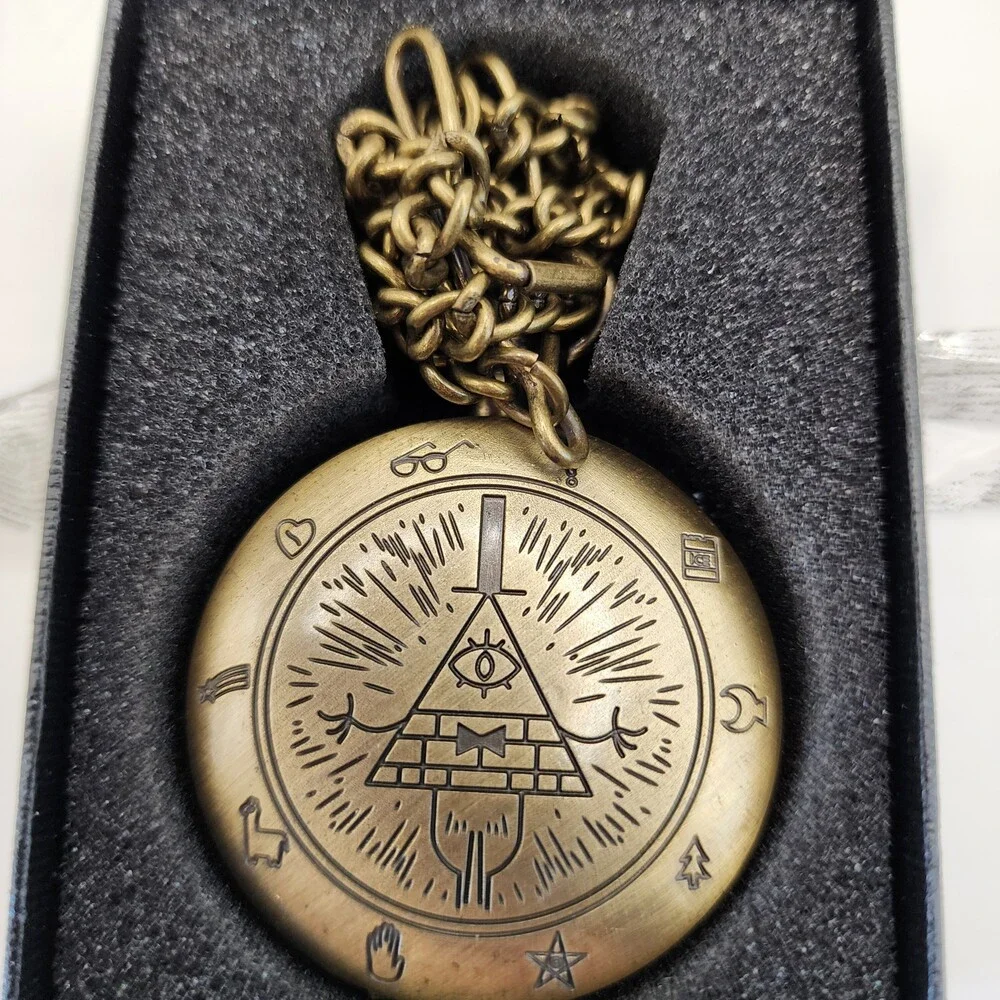 Boshiya Gravity Falls Bill Cipher Zodiac Bronze Quartz Pocket Watch NWT